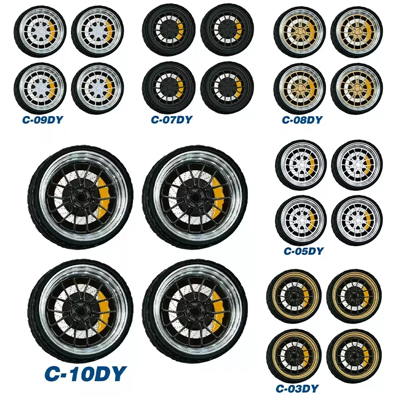 

All 10.5mm wheel toys 1:64 car model secondary modified wheels Yellow caliper modified alloy wheel accessories collection