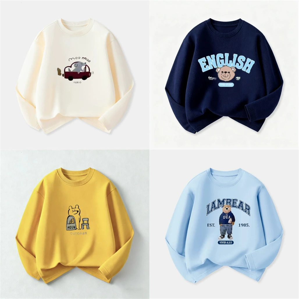 Lovely Tees Spring New Style Long-sleeved TShirt For Boys And Girls Round Neck Cotton Bottoming Shirt Baby Thin All-match Tops