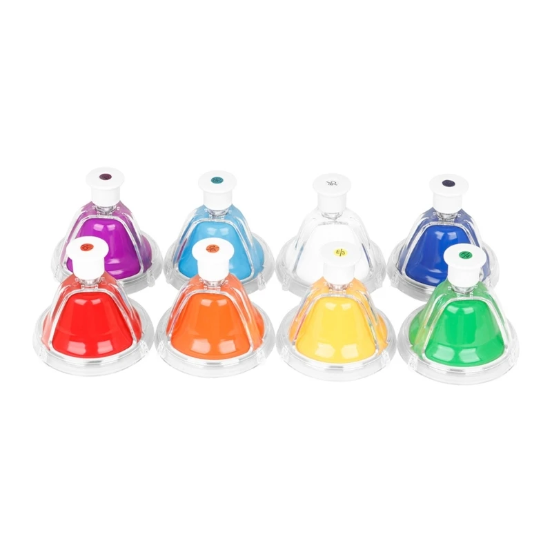 yunyun Colorful Handbells Set 8 Note Musical Bells Hand Percussion Bells Music Toy Desk Bells Gift for Toddlers Children Kids