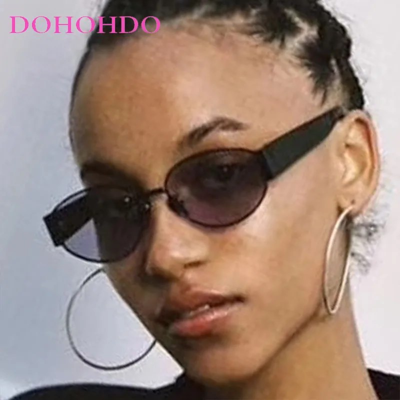 

New Luxury Metal Oval Frame Punk Women's Sunglasses Brand Design Shade Sunglass Men Driving Traveling Party Shades Lentes UV400
