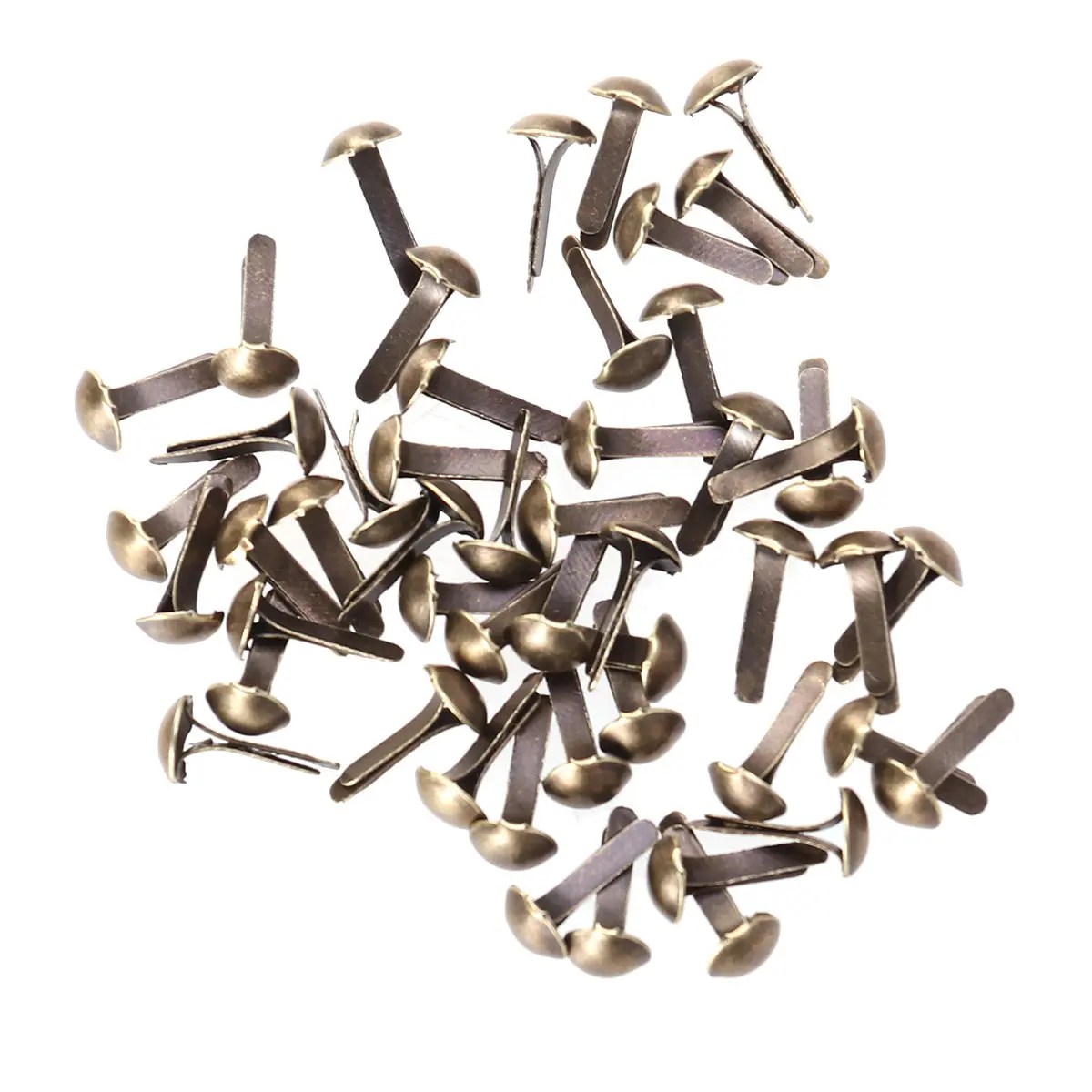 100Pcs Electroplated Bronze Mini Brads Iron Craft Fasteners 4.5x8mm for Paper Crafts Scrapbooking Photo Mounting Ribbon