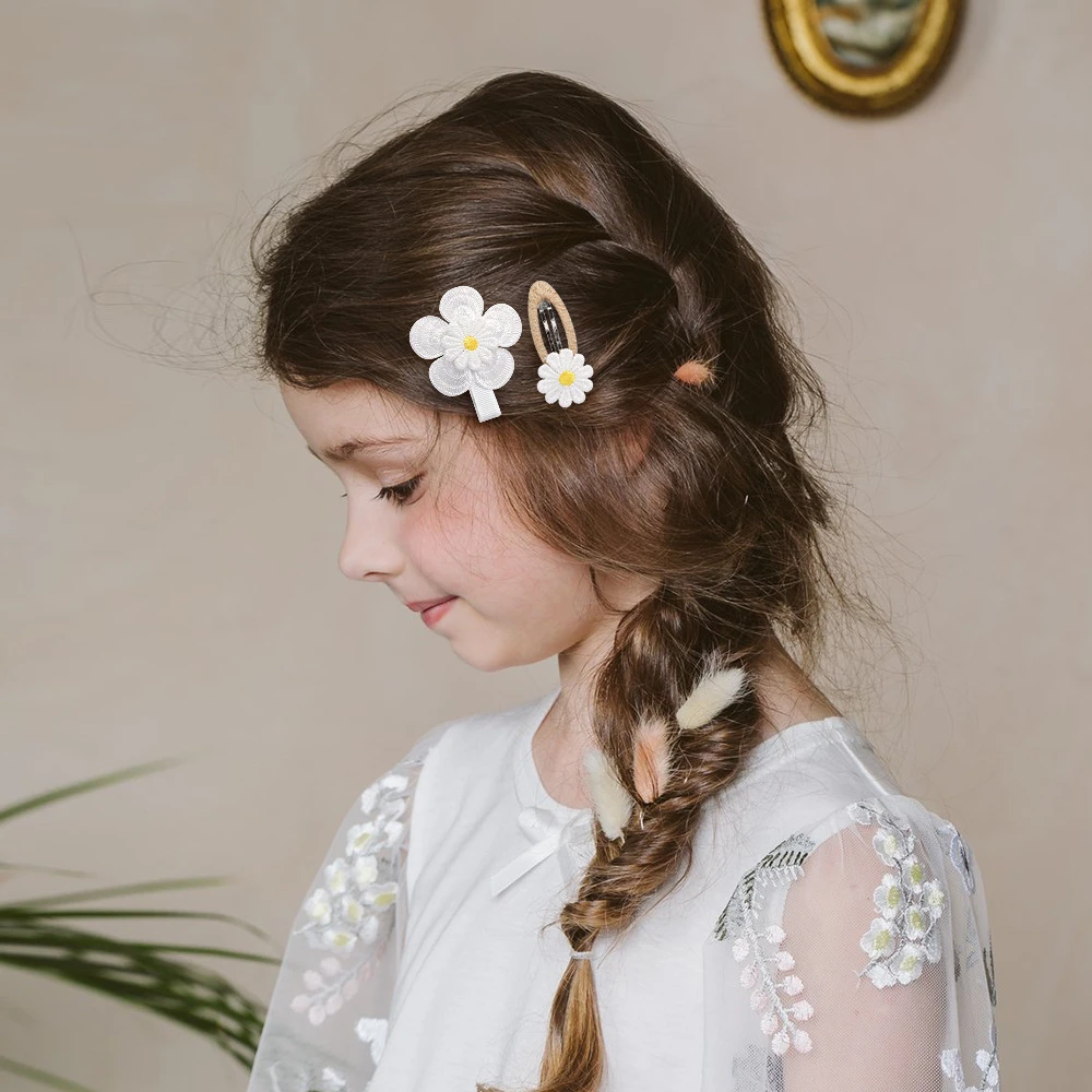 2 pçs bonito bebê menina grampos de cabelo margarida flor crianças grampos de cabelo princesa barrette criança acessórios para o cabelo primavera