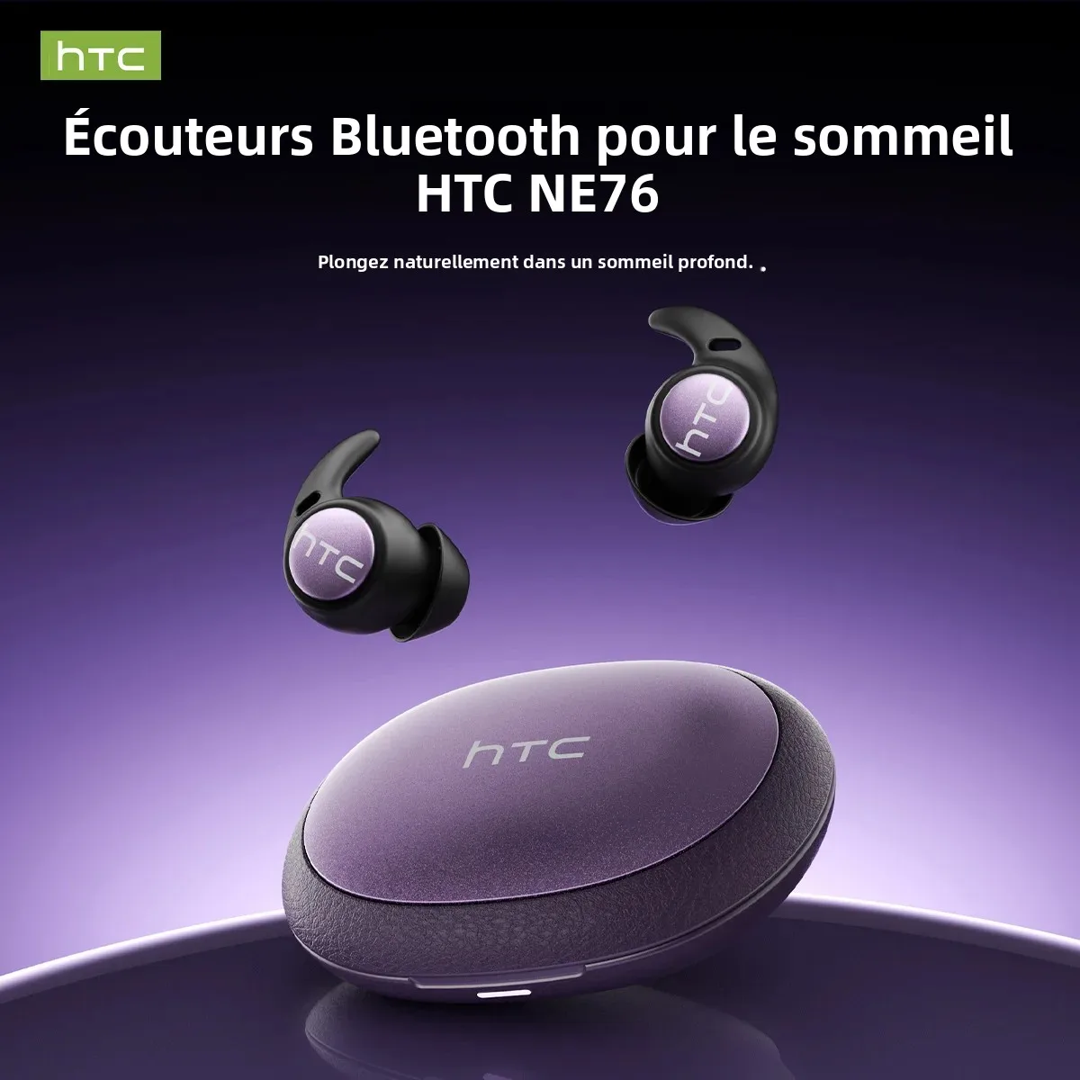 Écouteurs Bluetooth HTC NE76, mini écouteurs de sommeil, écouteurs sans fil, traducteur AI, réduction du bruit, longue autonomie