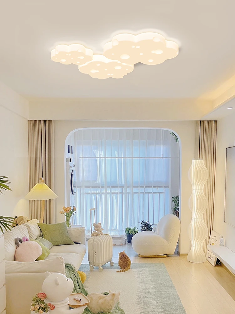 

Modern Cloud-like LED Ceiling Lamp for Dining Room Bedroom Corridor Kitchen White 3-Color Remote Control French Style Decoration