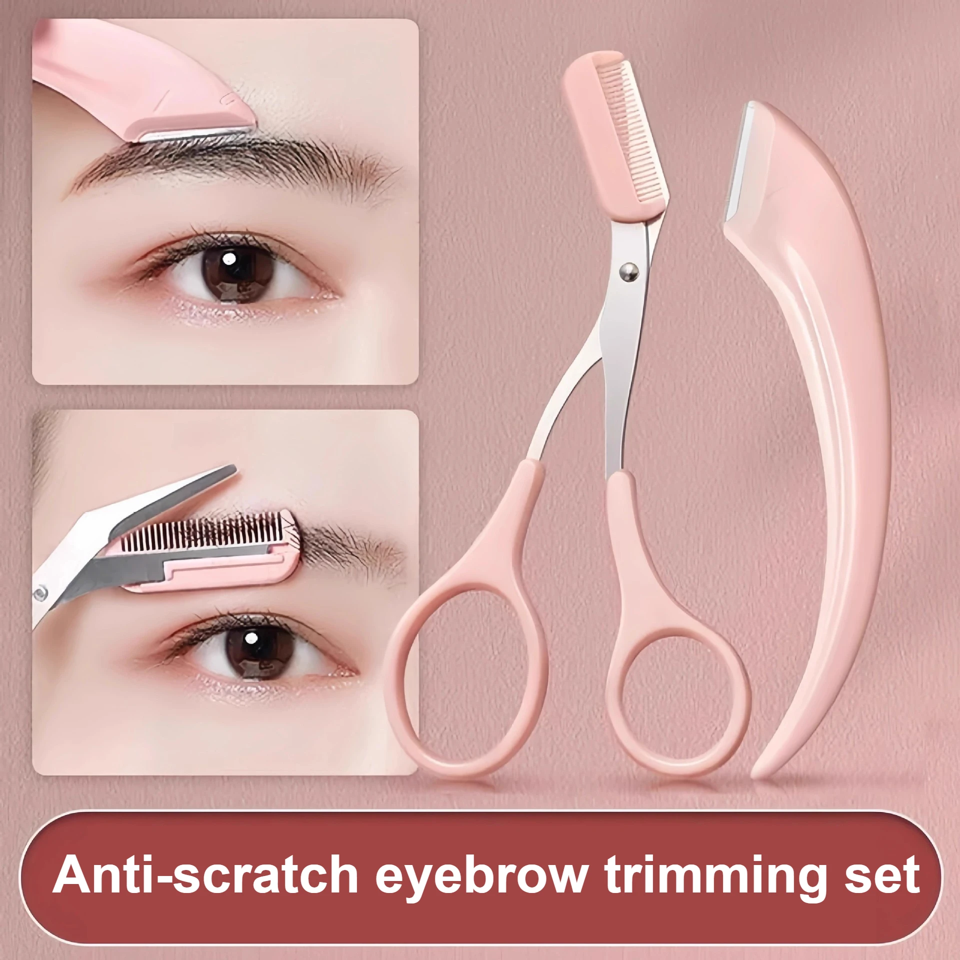 Ambidextrous Eyebrow Trimmer with Built In Comb Stainless Steel Precision Grooming Scissors for Perfect Brows Metal Tools Aid