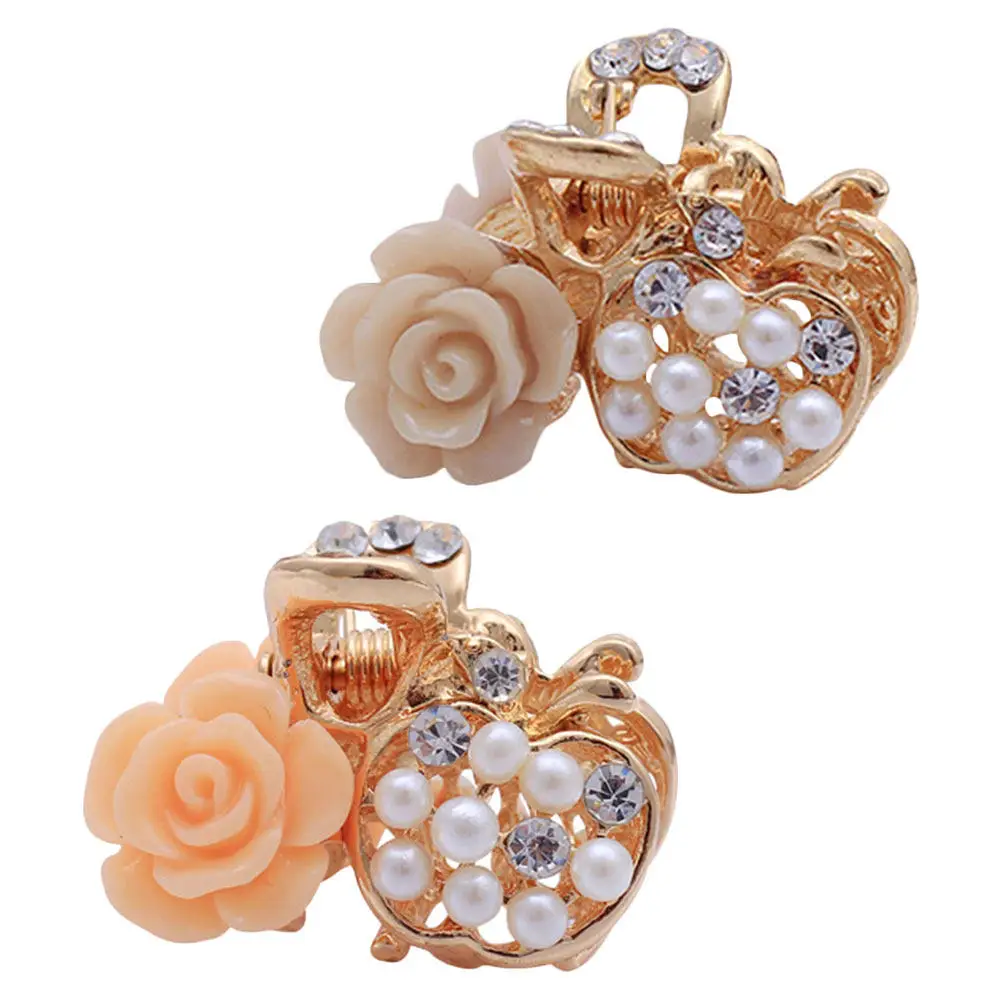 

2Pcs Mini Hair Claw Alloy Hair Clip Delicate Small Hairpin for Women Girls Wedding Party Banquet Daily Use Fashion Headdress