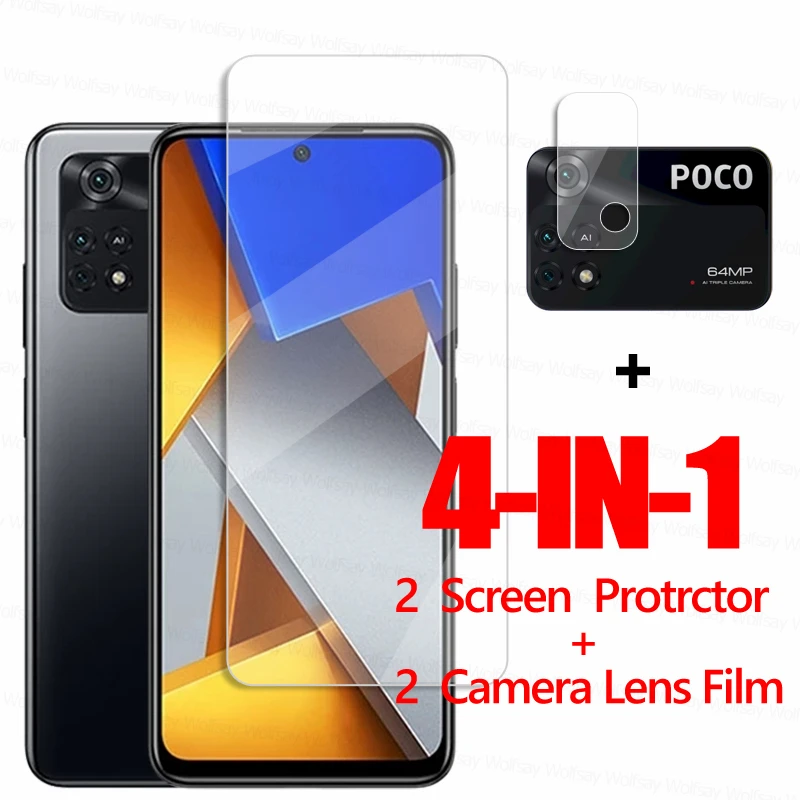 Vidro para xiaomi poco m4 pro 4g vidro temperado xiaomi poco x3 f3 m3 m4 pro 4g protetor de tela filme de telefone xiaomi poco m4 pro 45g