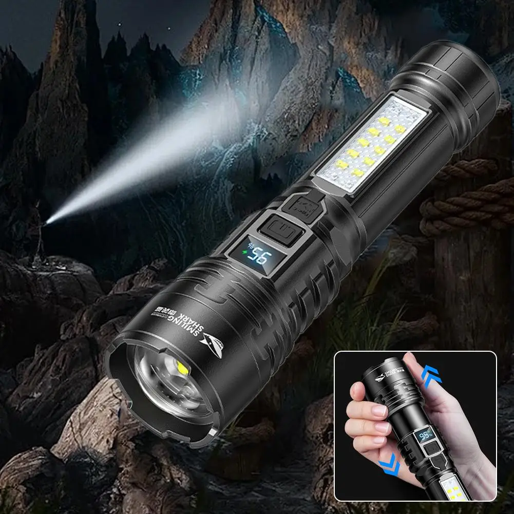 

Фонарь-прожектор SD-5406A LED с зумом, 2-4 часа работы, COB, боковой свет, быстрая зарядка Type-C, с цифровым дисплеем заряда, для активного отдыха K5M4