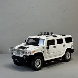 Large 1:18 H2 Alloy Off Road Car Diecast Metal Model Sound Light Pull Back Toy Collect Display Ornament Children Toy Gift