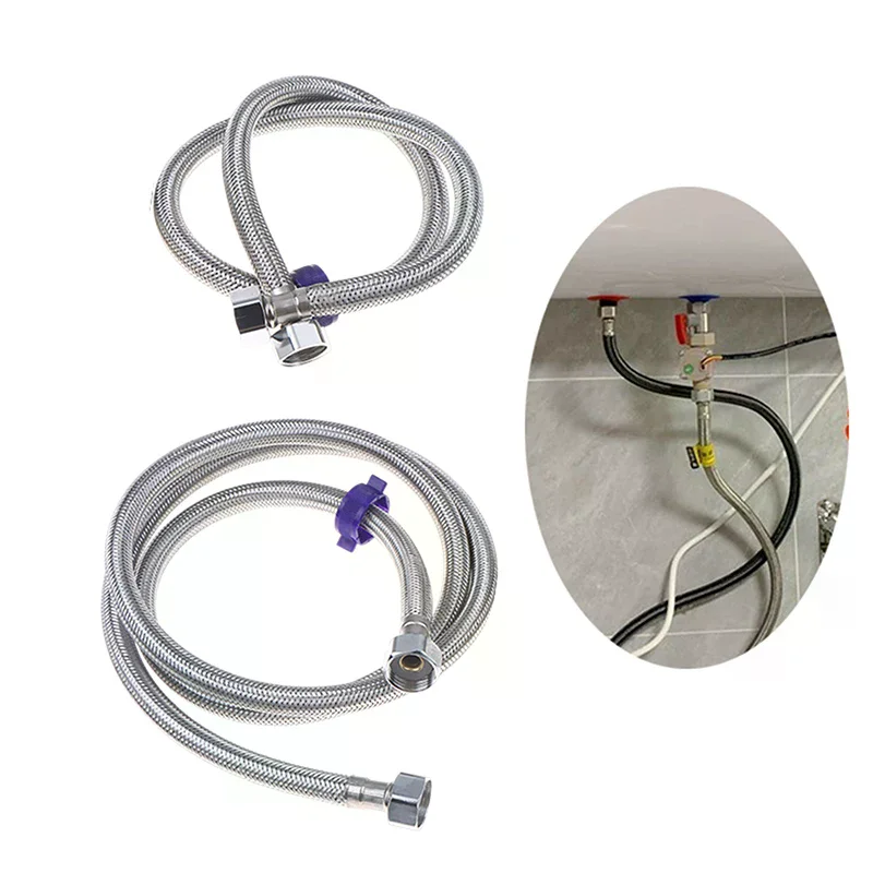 1Pcs 304 Stainless Steel Faucet Braided Water Pipe 1/2 Inch High Pressure Toilet Heater Hot And Cold Water Inlet Flexible Hose