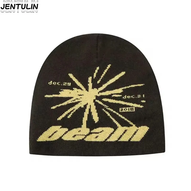 패션 Y2K 자카드 니트 모자 유럽 미국 인기 힙합 모자 스트리트 트렌드 성격 성인 모자 풀오버 액세서리