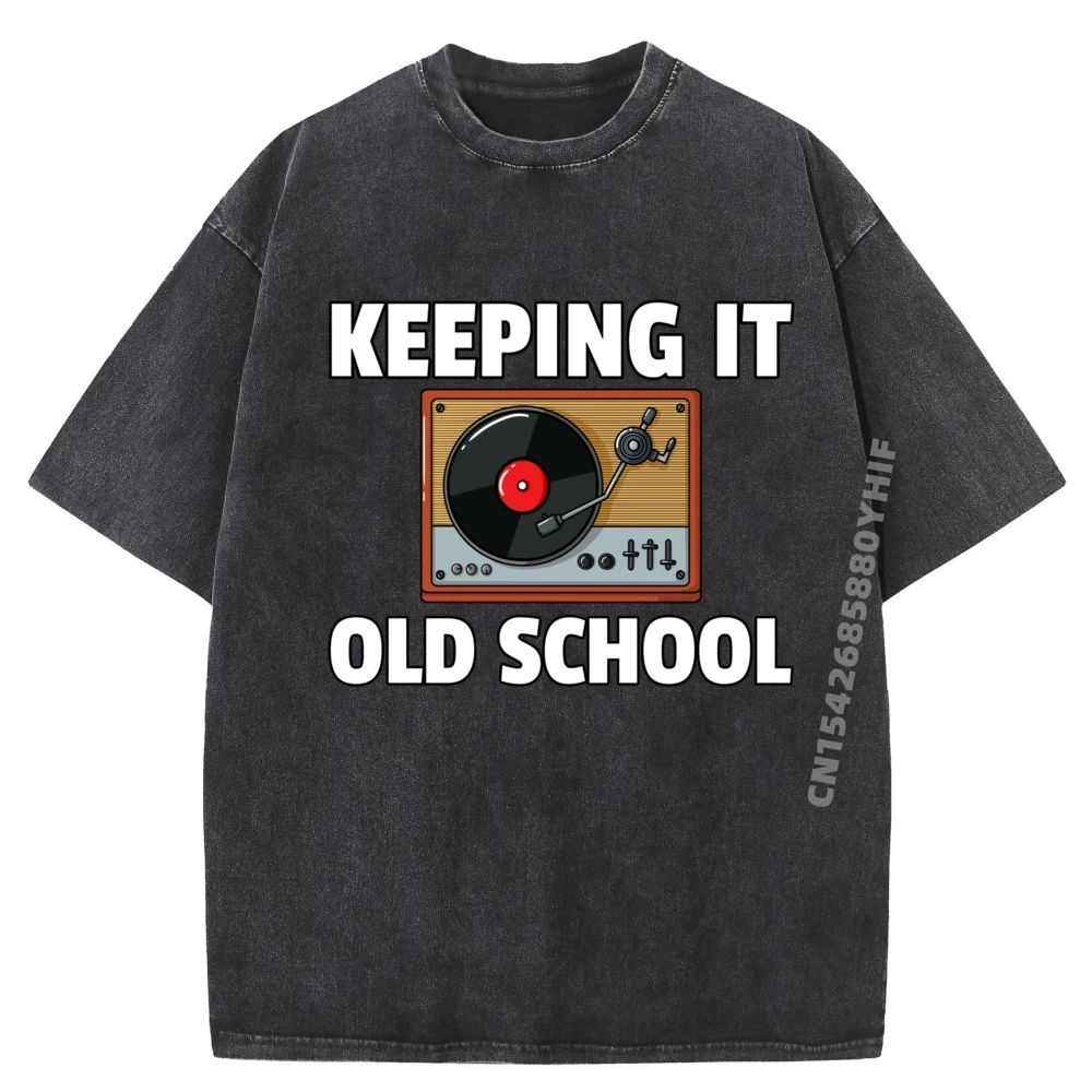 

Виниловая футболка Keeping It Old School, мужская повседневная футболка с рисунком, забавные классические удобные футболки, забавная стираная рубашка для мужчин