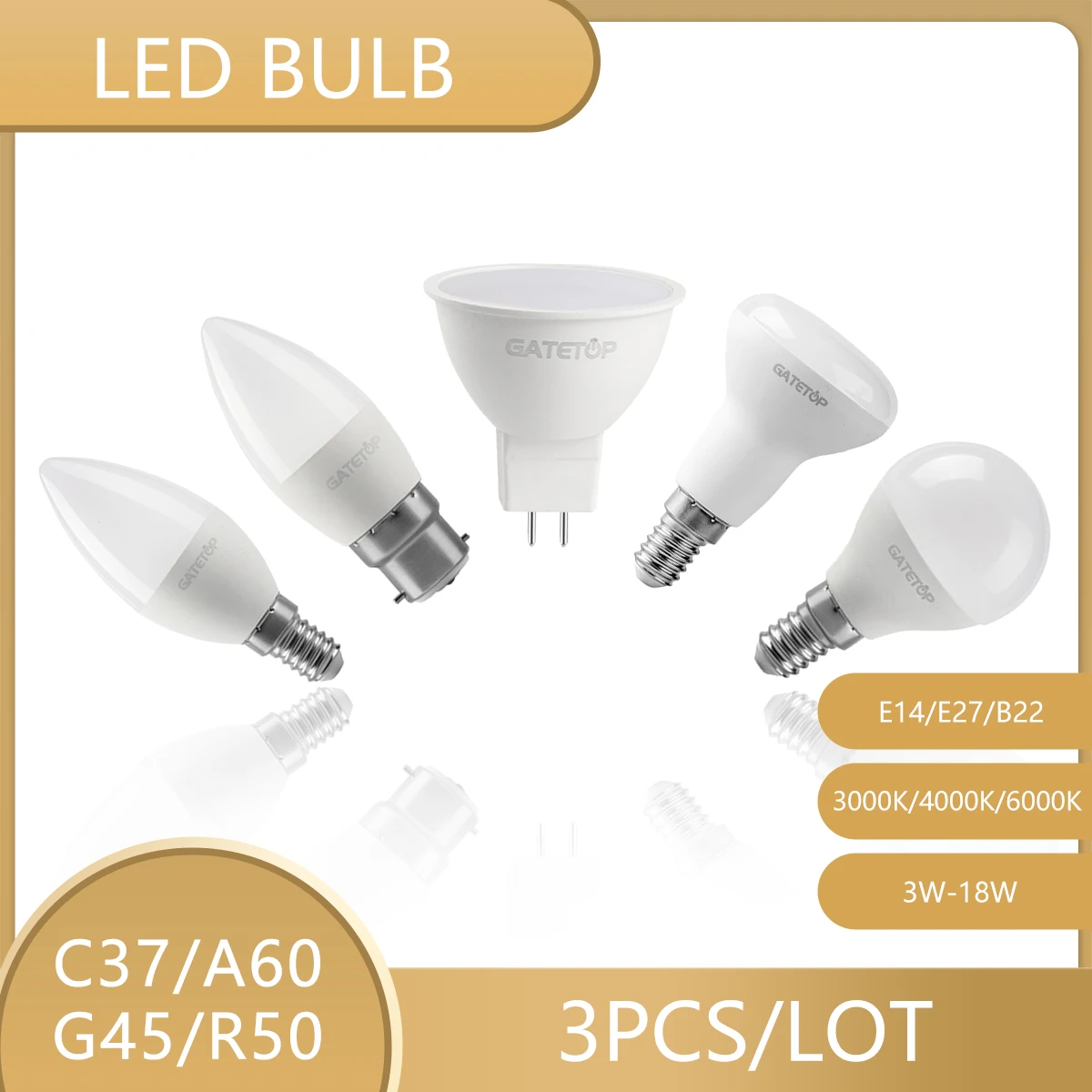 

Led Bulb AC220-240V 3W 5W 9W 18W 24W LED Bulb energy saving Bulb E27 E14 GU10 MR16INDOOR lighting standard lighting no flicker