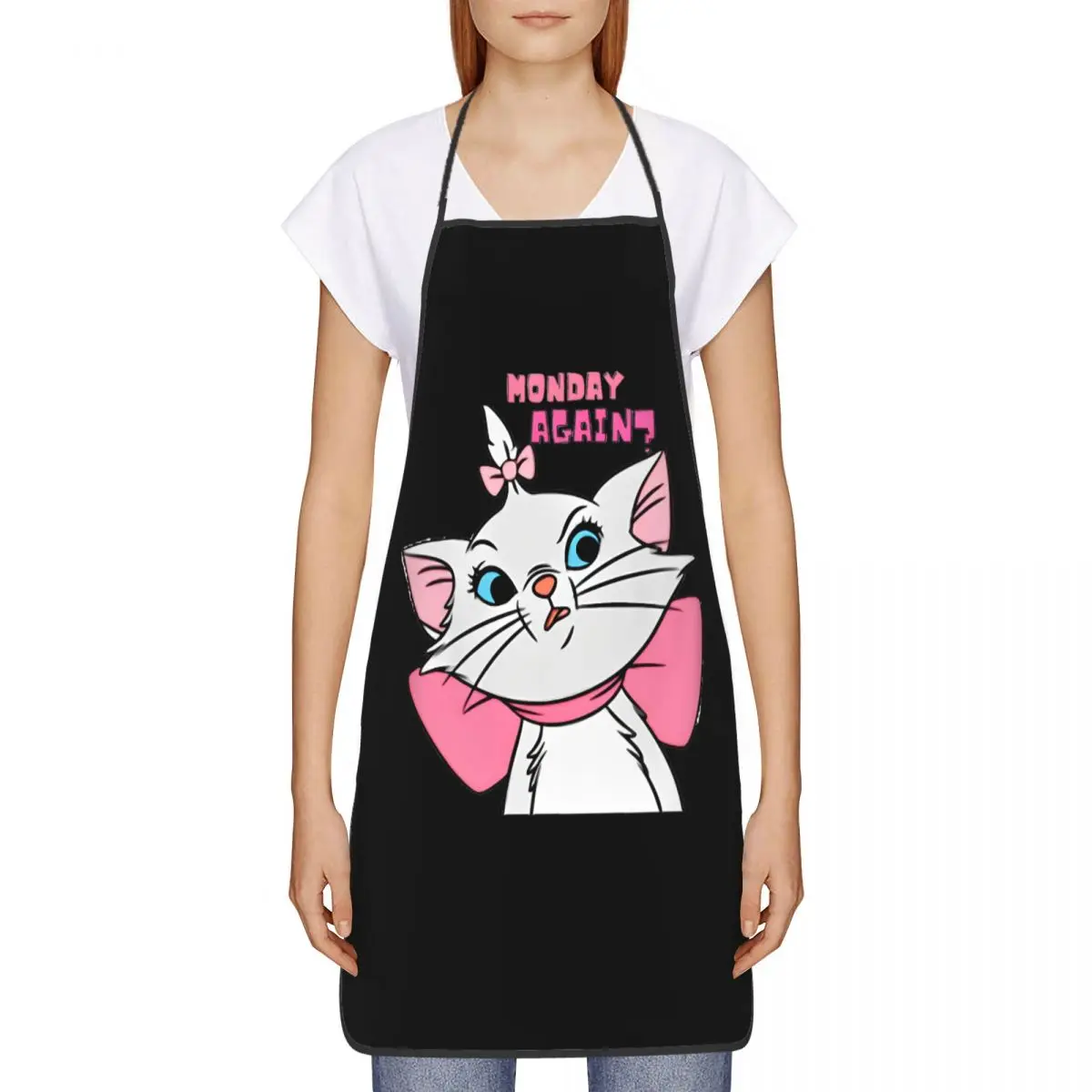 Marie Cat Aristocats Monday Again Apron Cute 52*72 Kitchen Baking Bib Tablier Home Cleaning Gardening Pinafores for Chef Barista