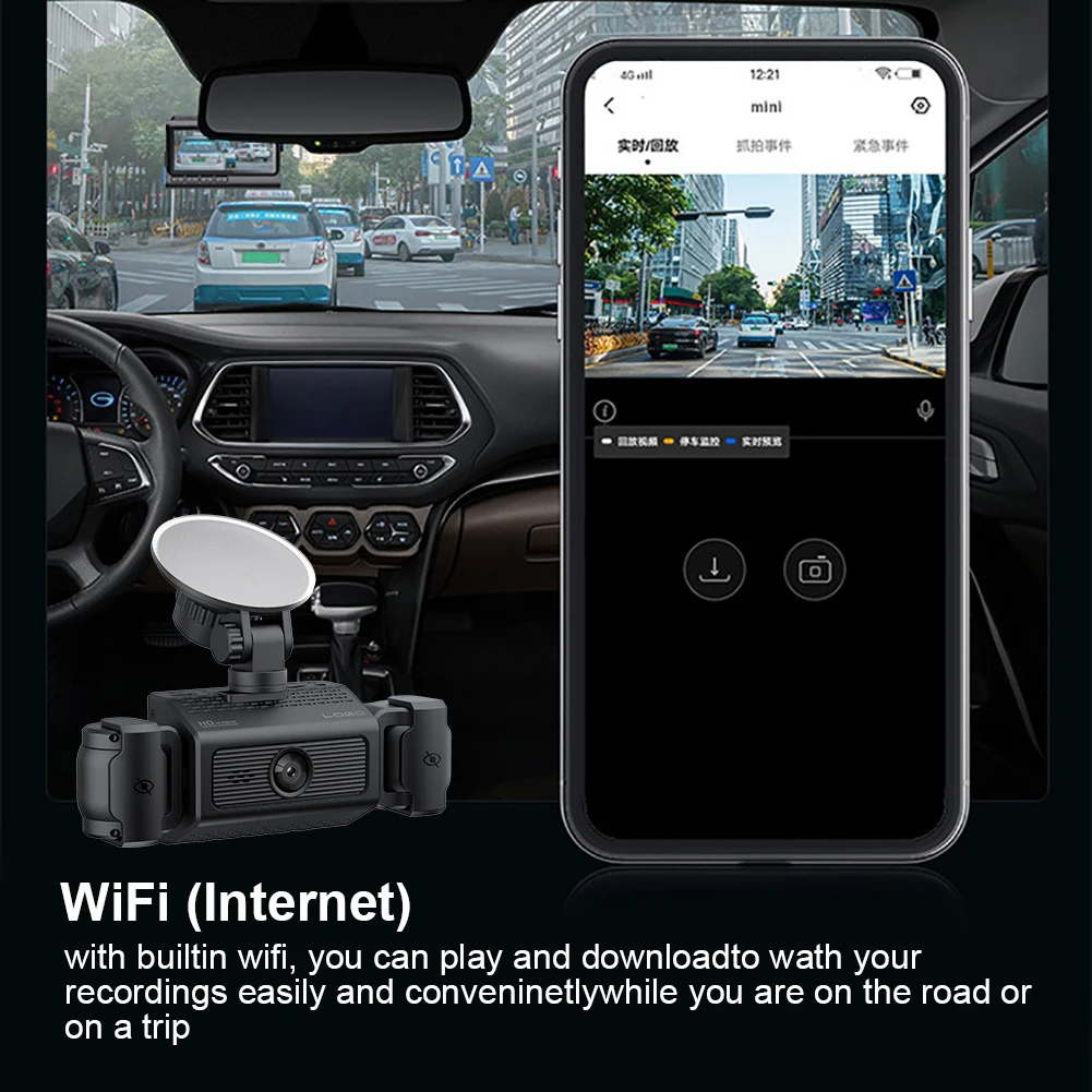 4 قناة 1080P داش كام الأمامي والخلفي داخل القيادة مسجل فيديو 24H شاشة ركن السيارة كاميرا السيارة للسيارات