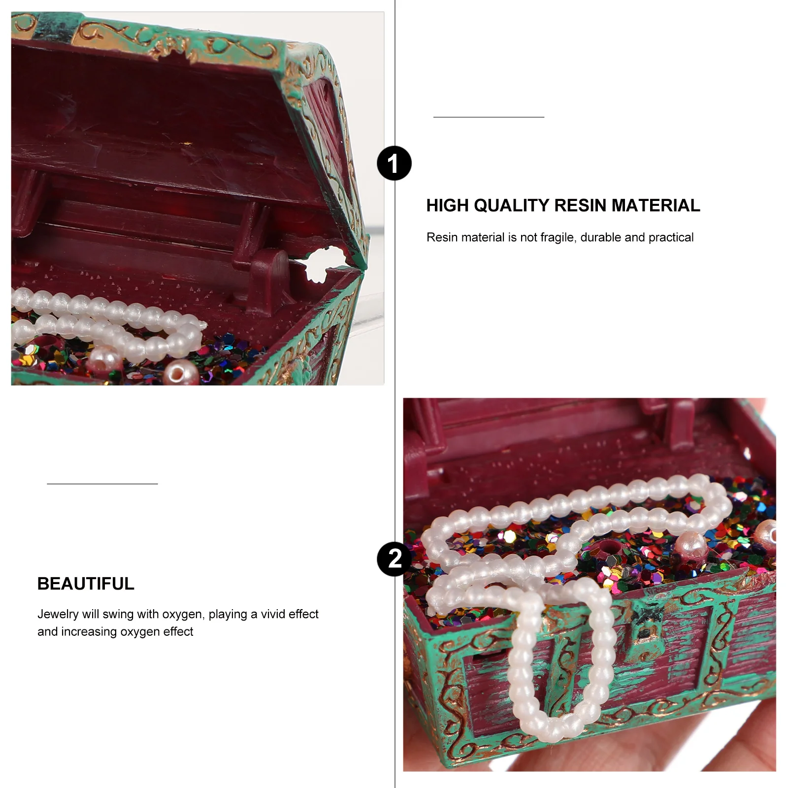 

Aquarium Treasure Box Red Resin Durable Fish Tank Decoration Fish Move Freely Aquarium Treasure Ornament Home Office