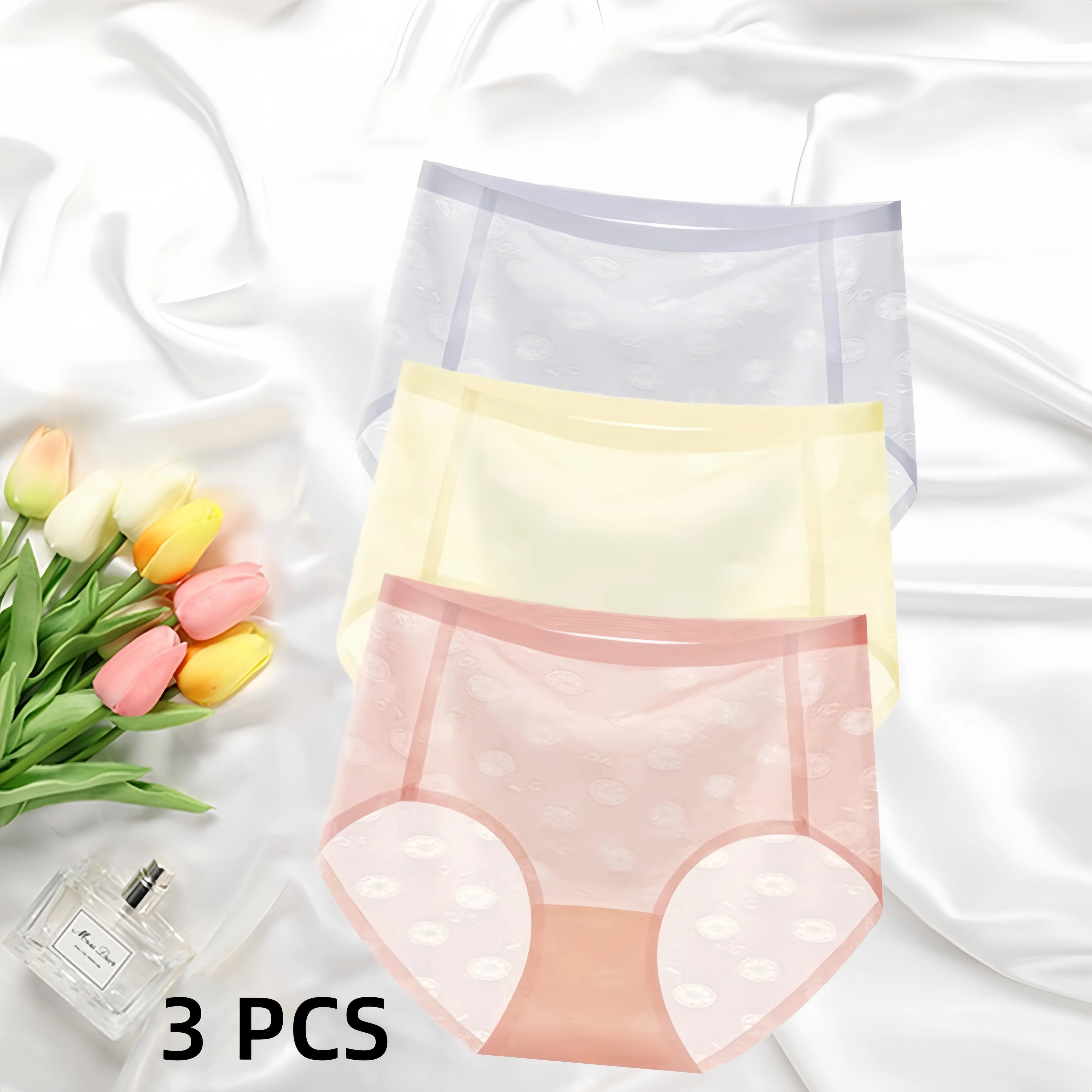 Panties Skin-friendly  Ultra-thin High Breathable Quick-drying 3 PCS Waist Briefs Women's Ice Silk Cool