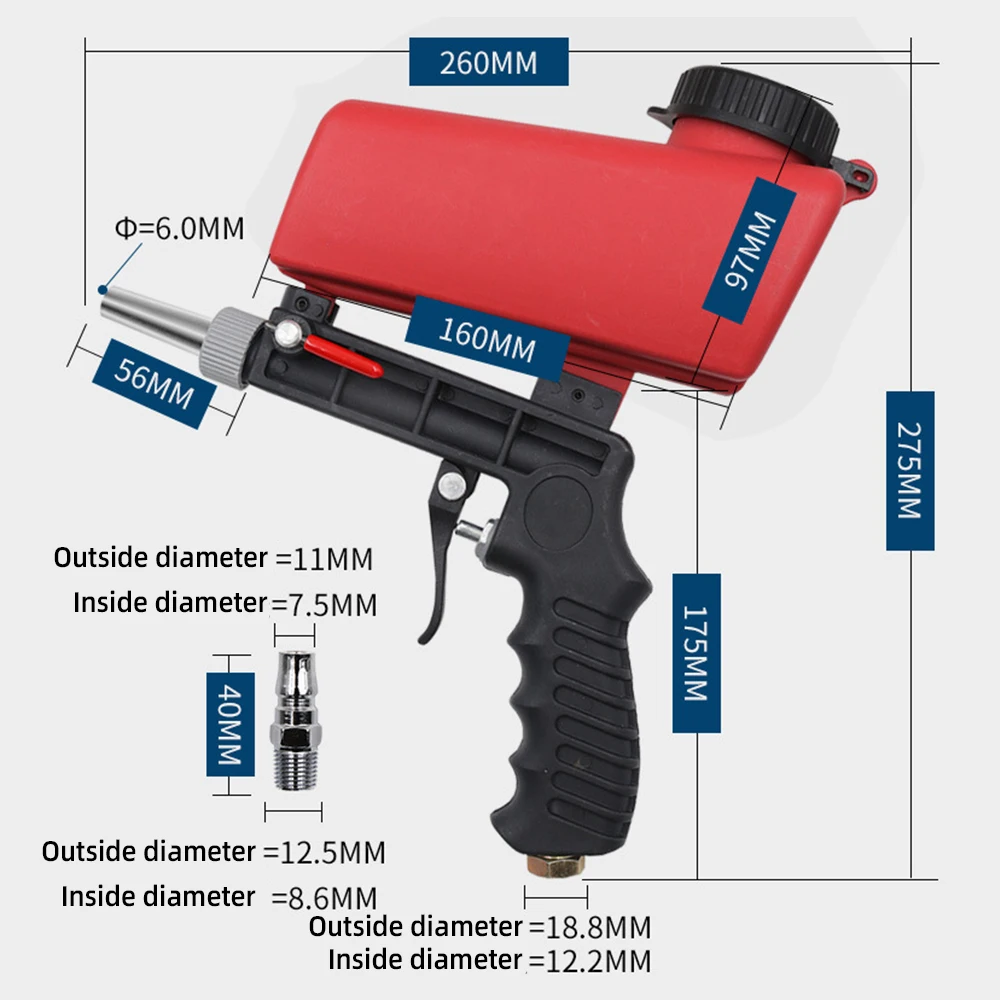 Adjustable Sandblasting Gun Portable Sand Blaster Sand Blasting Machine Gravity Small Handheld Pneumatic Blasting Gun