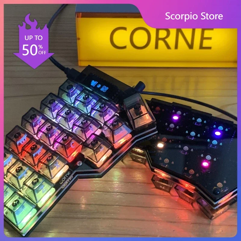 Corne Split Keyboard Kit Custom Diy Fr4 Positioning Plate Sandwich Case Acrylic Keyboard Build Kit Adapter Corne Cherry V3.0.1