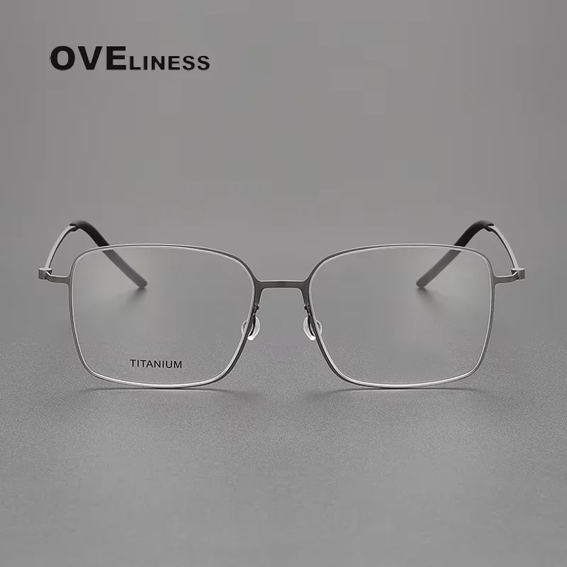 Pure Titanium Glasses Frame for Men women Square Eyeglasses Frames male full 2025 New Antiskid Silicone Eyewear spectacles