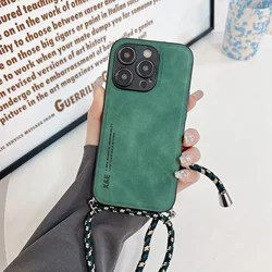 Neck Strap Phone case lamb skin Case For Redmi Note 14 4G 13 Pro Plus 12 5G 11S 10 Pro 12S 11 12 Pro Plus 10 Couqe Lanyard Cover