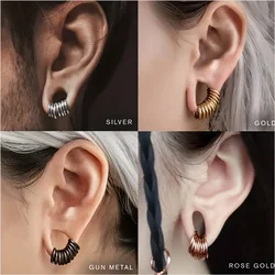 10pcs Punk Stainless Steel Ear Piercing Earrings Septum Piercing Nose Ring Ear Expanders Ear Gauges Personliaty Jewelry