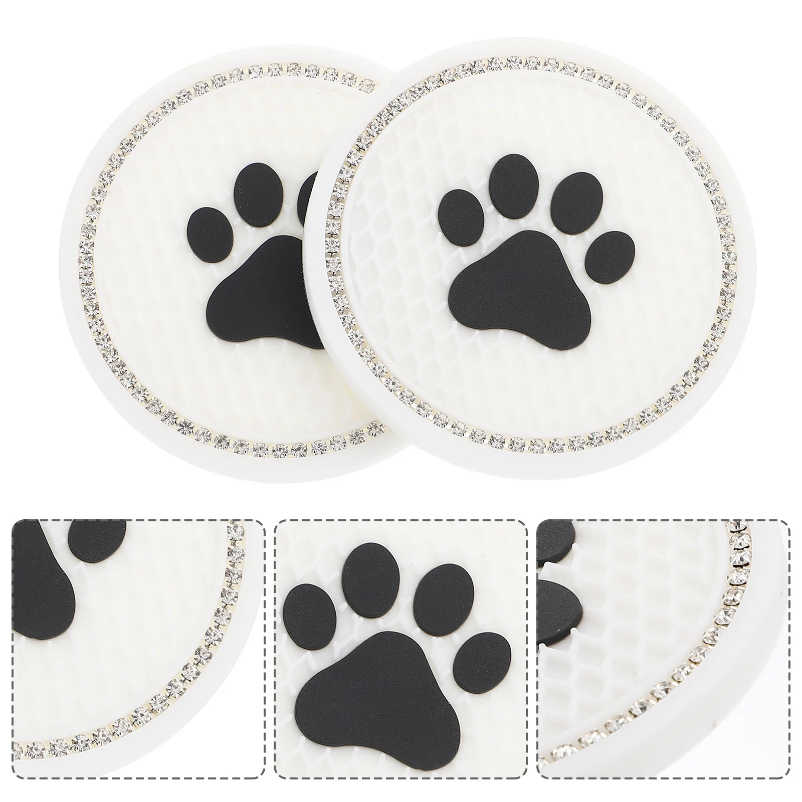 

2Pcs Non-Slip Cat Paw Car Coasters Diamond Cup Holders Vehicle Water Cup Mats High Temperature Resistant Easy Clean