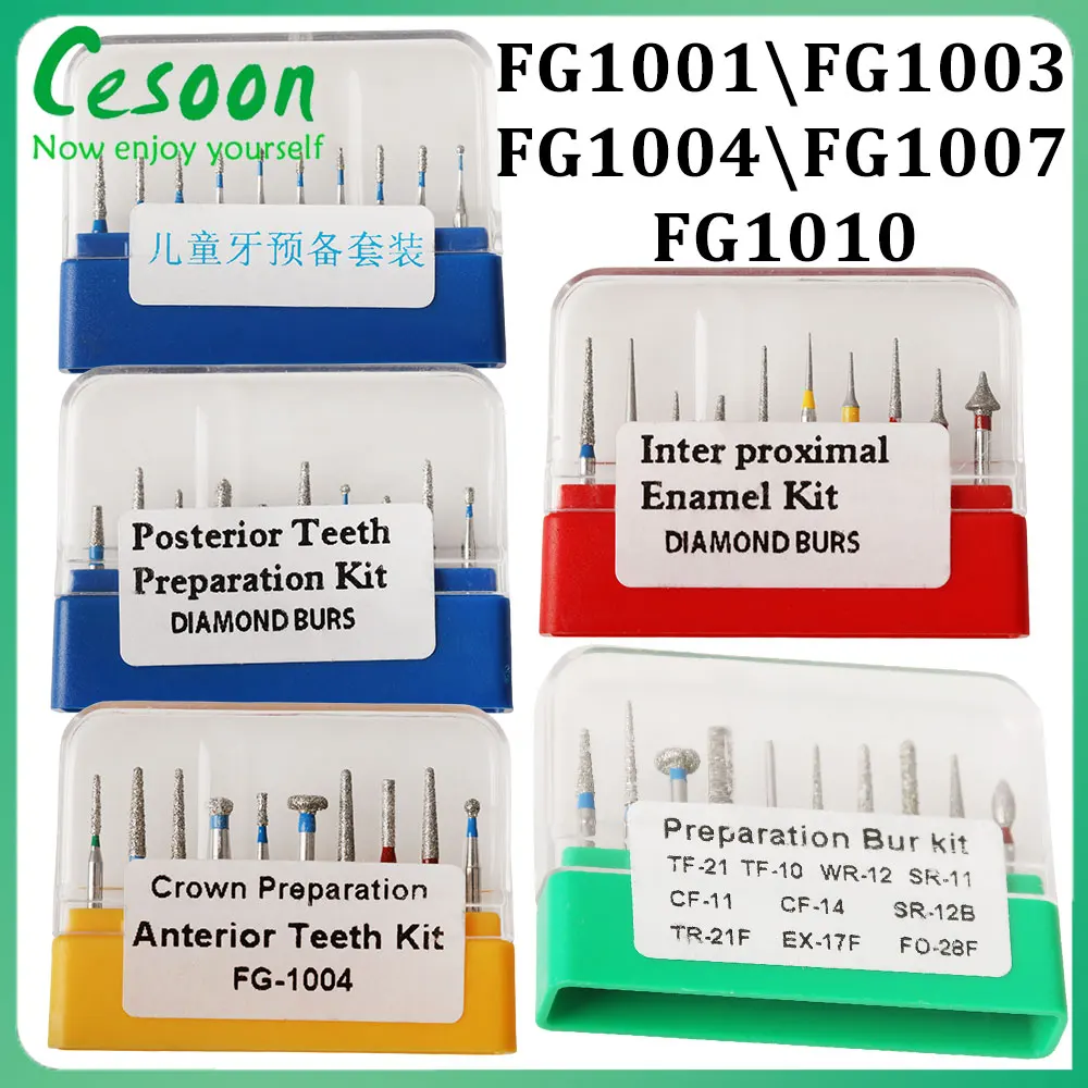 

1Box Dental Diamond Burs Posterior Tooth Preparation Kit Grown Preparation Anterior Teeth kit Inter Proximal Enamel kit Dentist