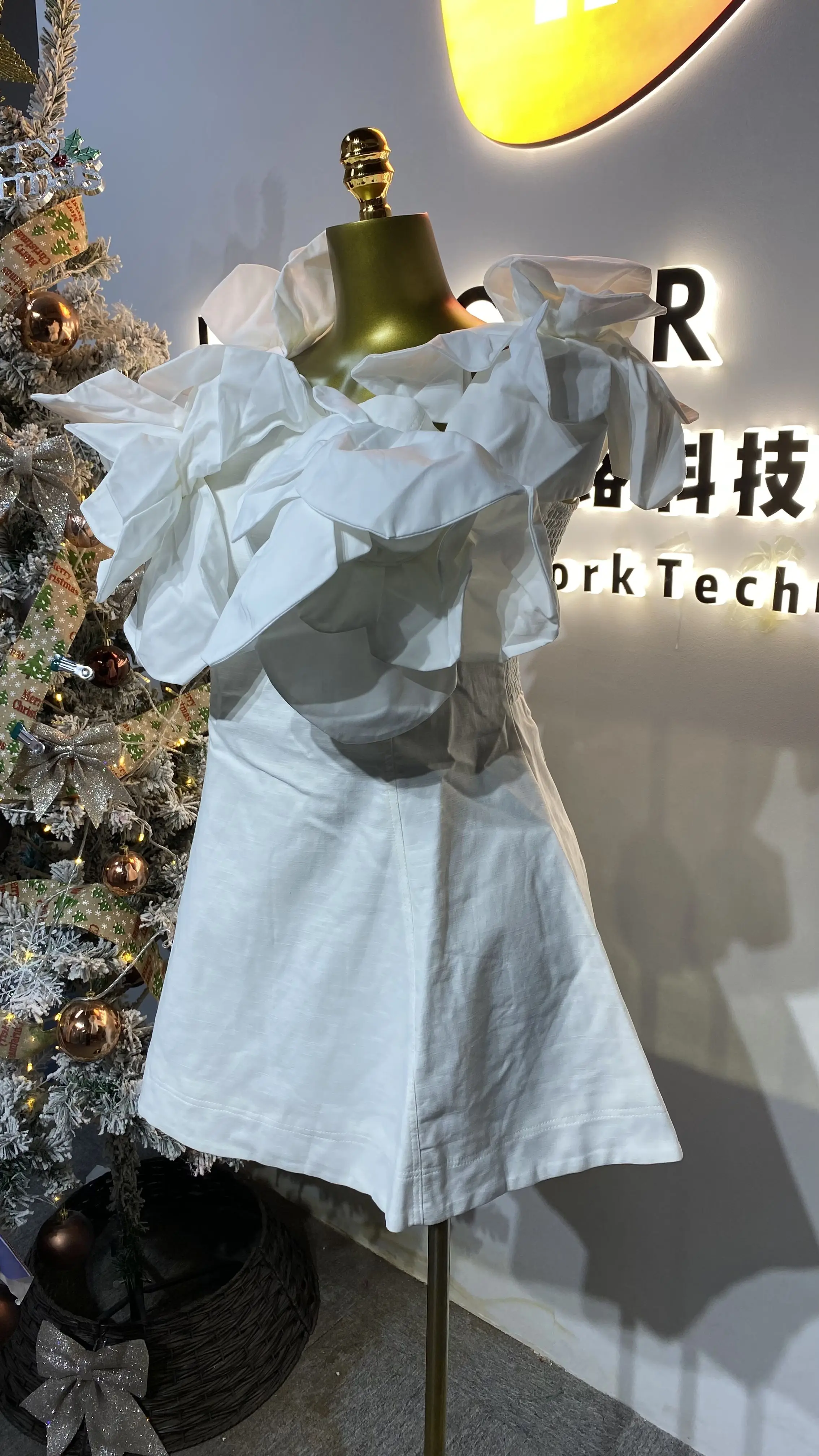 New retro sleeveless 3D floral A-line pants women's elegant casual dress-GZXX203