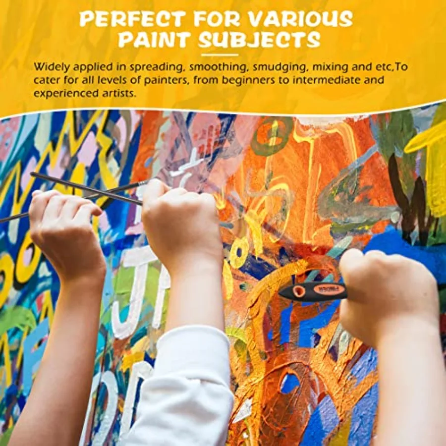 طقم سكاكين رسم مكون من 5 قطع مع فرشاة خلاط خلفية وفرشاة فنان لخلاط المروحة وسكاكين من الفولاذ المقاوم للصدأ مقاس 2 بوصة