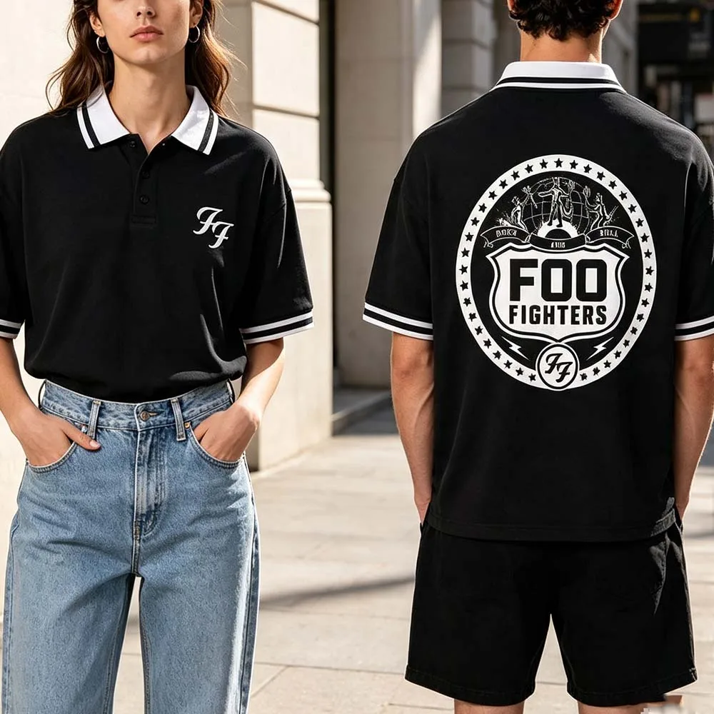 Foooo Fighters Take Cover Tour Polo Shirt Short Sleeve Casual Summer Unisex Streetwear Tops Design Graphic Print Merch Clothing