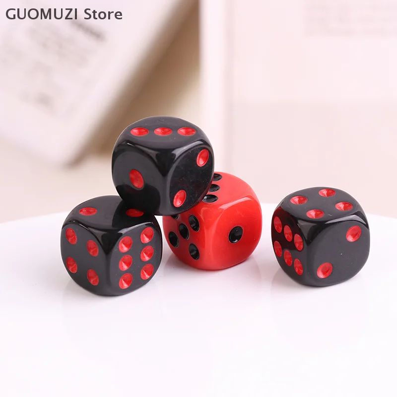 10Pcs High Quality 16mm Red Black Six Sided Spot D6 Playing Games Dice Set Opaque Dice For Bar Pub Club Party Board Game