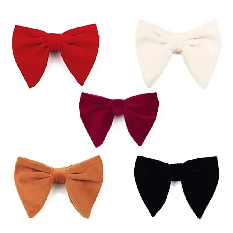 12x10.5 CM Grote Vlinderdas heren Cocktail Party Banket Bruiloft Accessoires Vintage Fluwelen Britse Effen Kleur Oversized Bowtie