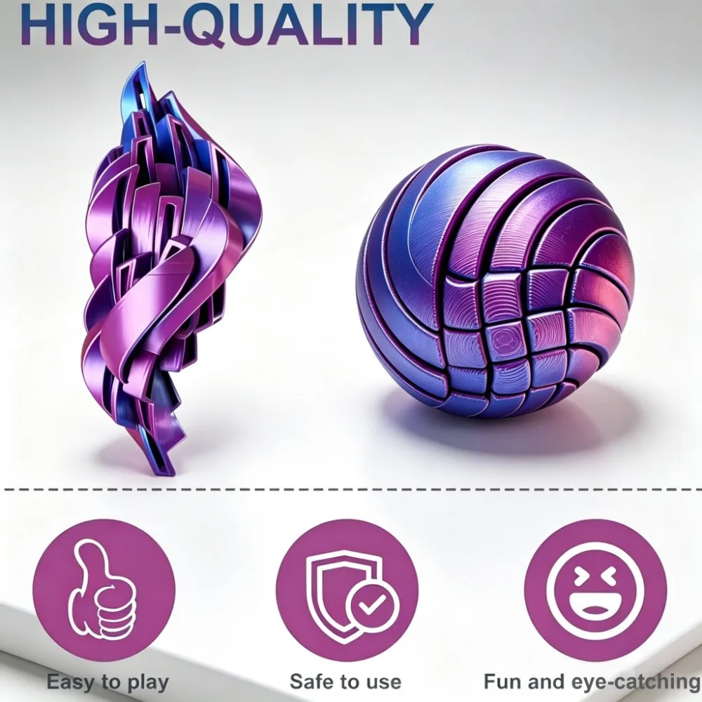 3D Printed Gradient Slime Ball Fidget Toy Fingertip Decompression Deformation Toy Anxiety Relief Sensory Toy for Adults