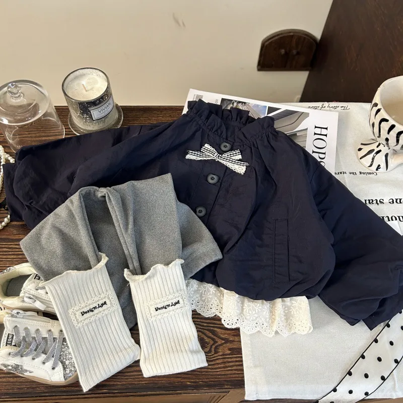 

Windbreaker & Leggings with Pile Socks 2-Piece Set Korean Style Autumn Outfit for Girls Trendy Cute Cozy & Fashionable