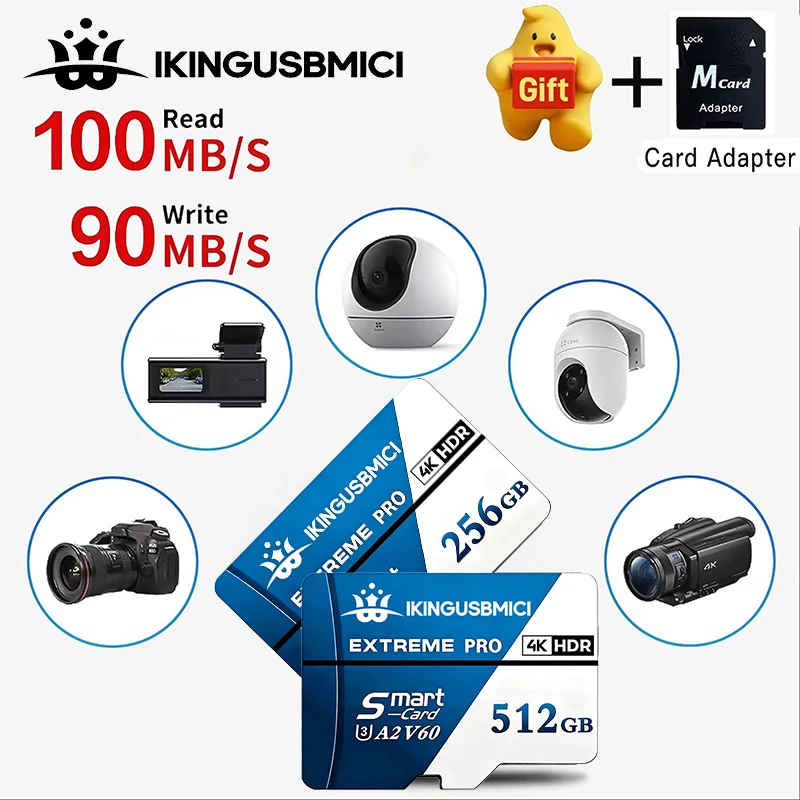 Compact TF Cards Micro TF Card Memory Card SD Cards 64GB 128GB 512GB 4K Shockproof V30 for Smartphone / PC / Mac / Phone