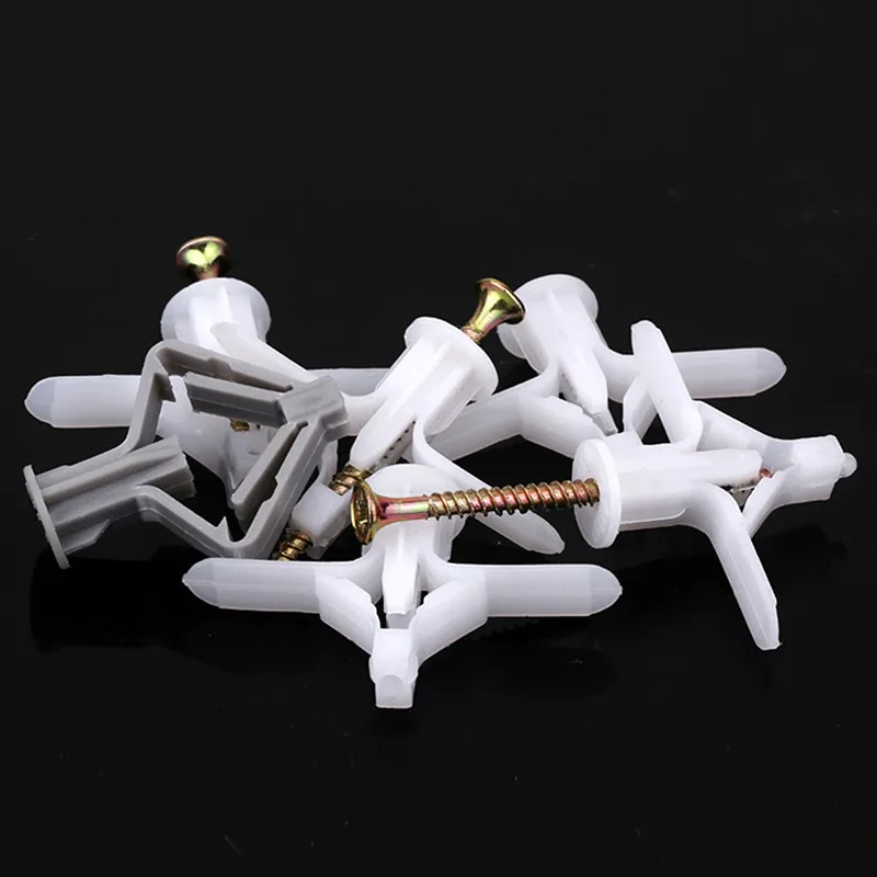 50/100Pcs Plastic Toggle Anchor With m4 Screw Curtain Gypsum Board Hollow Wall Pipe Plug Aircraft Expansion Anchor Bolt Accessor