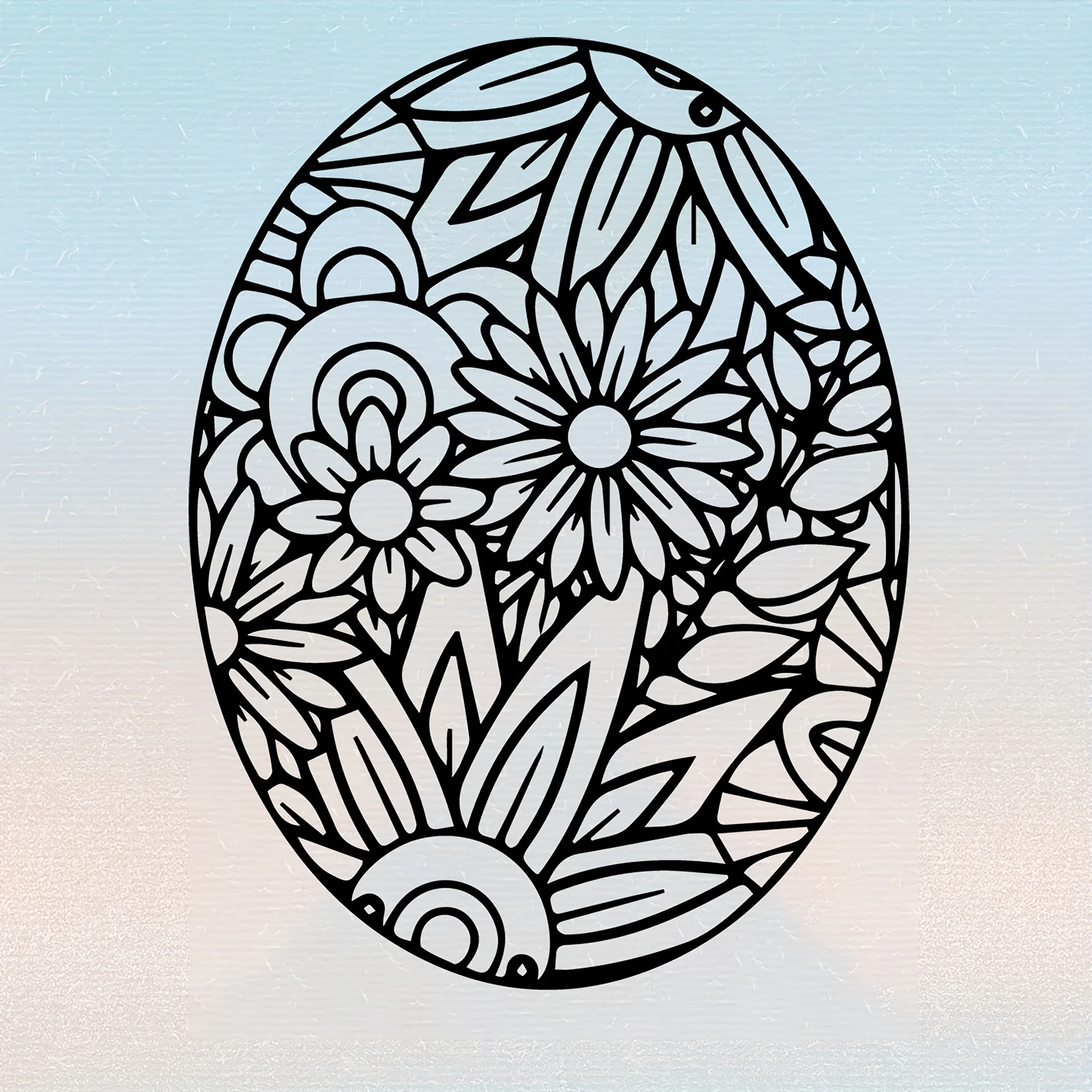

Floral Egg Metal Wall Art Durable Floral Pattern Metal Sculpture Mural Decor for Garden Wall Backyard Fence Home Decoration