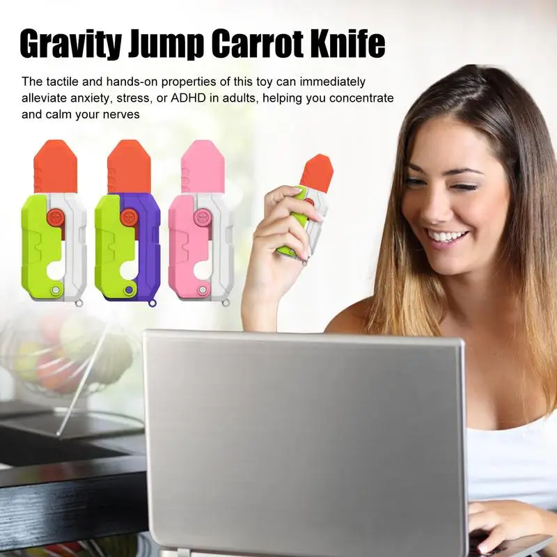 2023 NEW Explosive 3D Gravity Knife Carrot Knife Decom pression Push Card Small Toy 3D Printing Gravity Knife Carrot Knife Toys