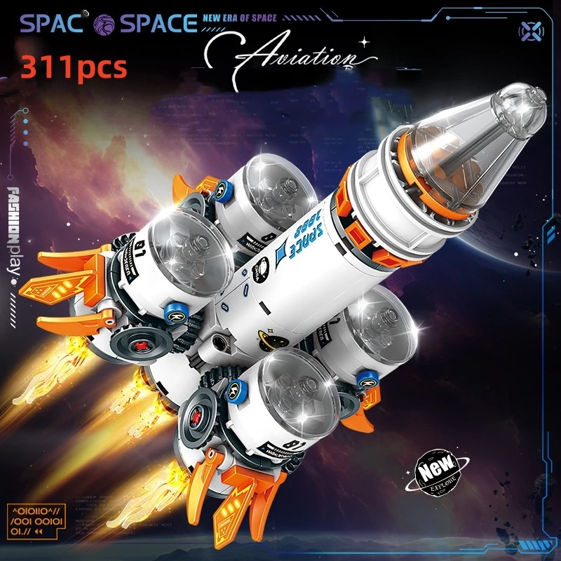 City Shuttle Satellite Rocket Building Blocks Space Station Saturn Astronaut Figure Man Bricks Set Gift for Boys