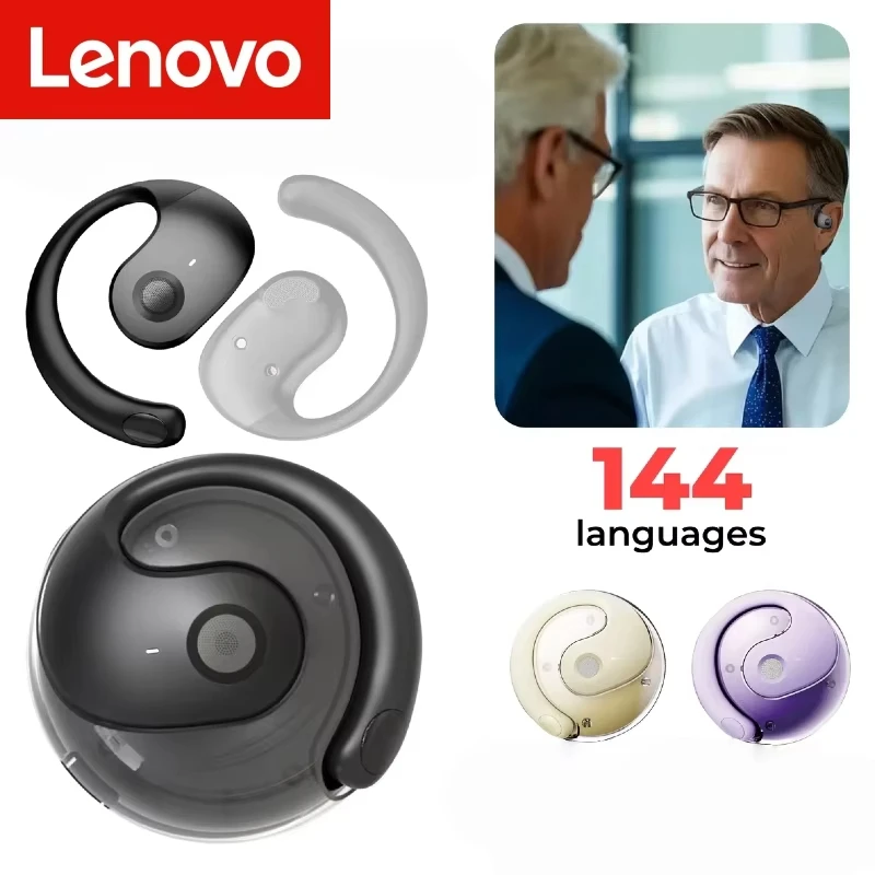 

Беспроводные Bluetooth-наушники Lenovo с AI-переводом в реальном времени, 144 языка, наушники-переводчики для путешествий