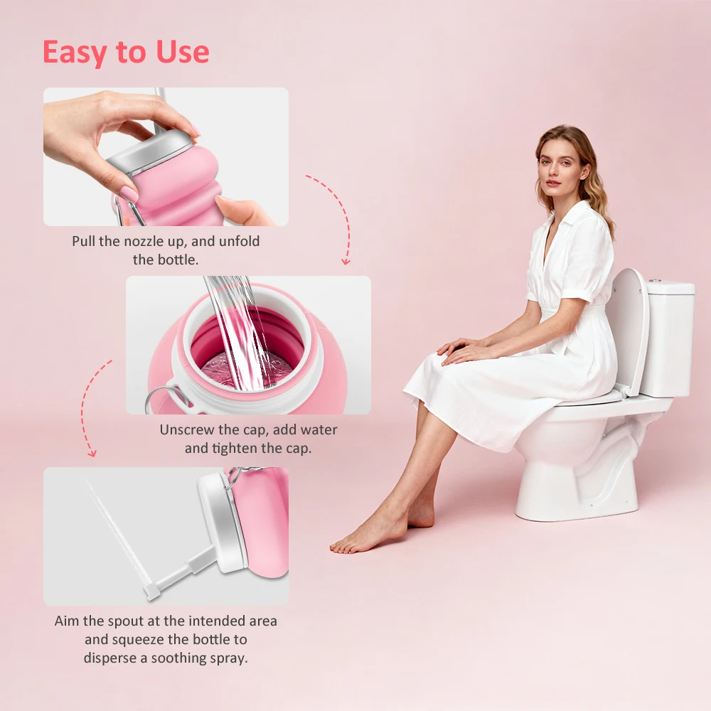 Handheld Butt Personal Washing Collapsible Travel Bidet Extra Peri Bottle for Postpartum Feminine Perineal Recovery Cleaner Care