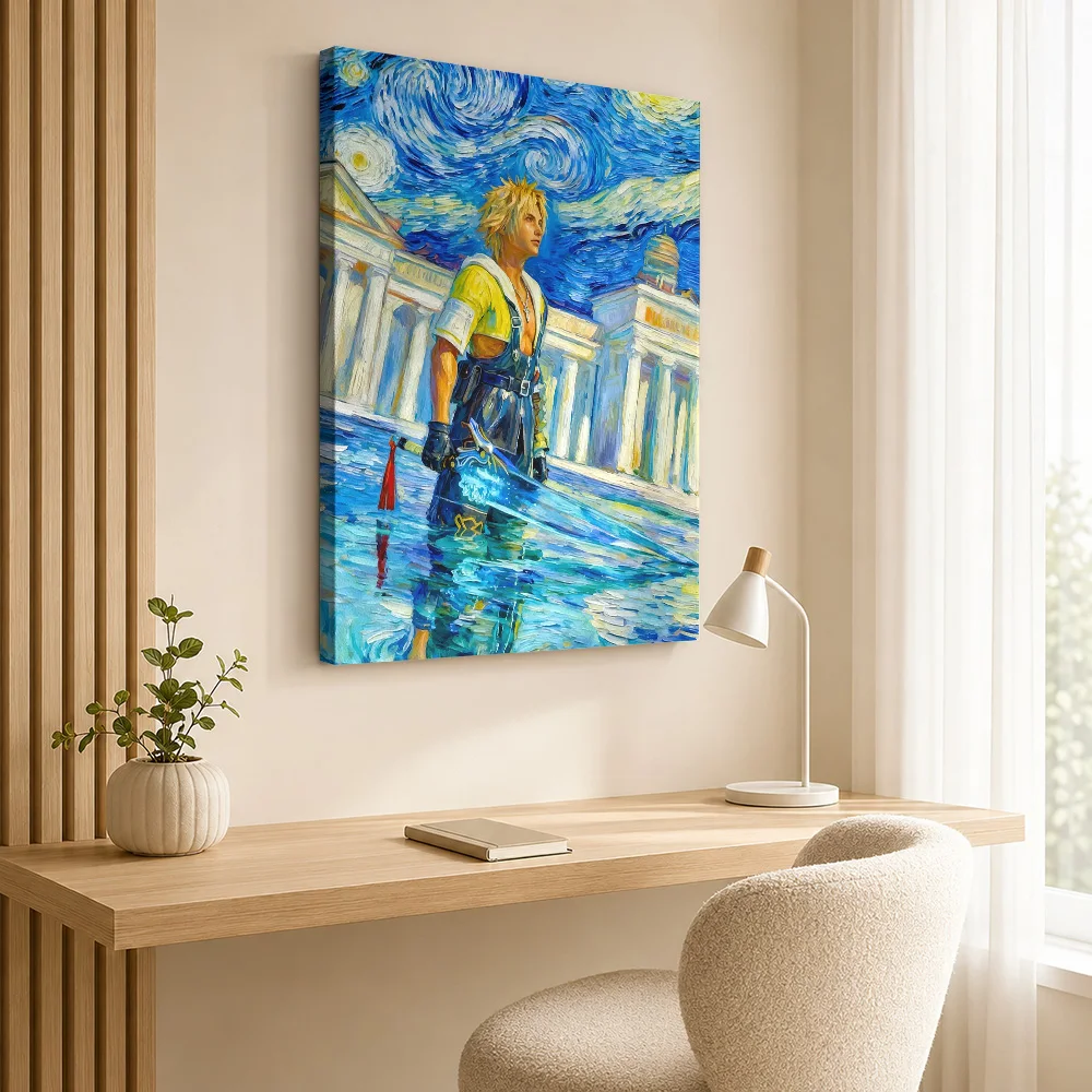 American Football Player in Starry Night Framed Canvas Poster Customized Sports Portrait Wall Art for Game Room Man Cave Decor