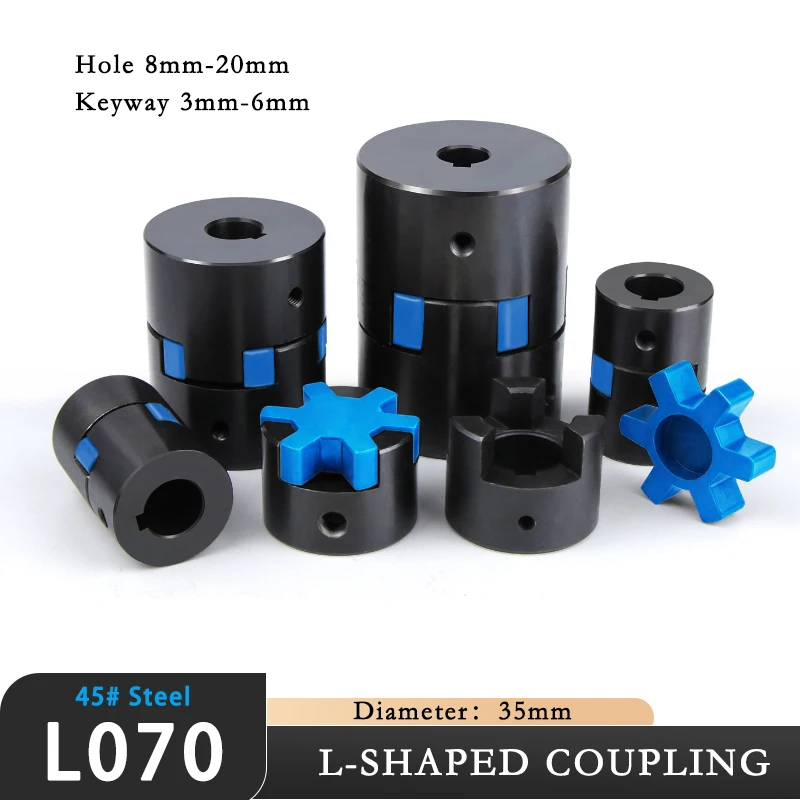 L-type Three-jaw Star Shaped Coupling L070 Bore 8mm 10mm 12mm 14mm 15mm 16mm 17mm 18mm 19mm 20mm OD 35mm for Servo Motor