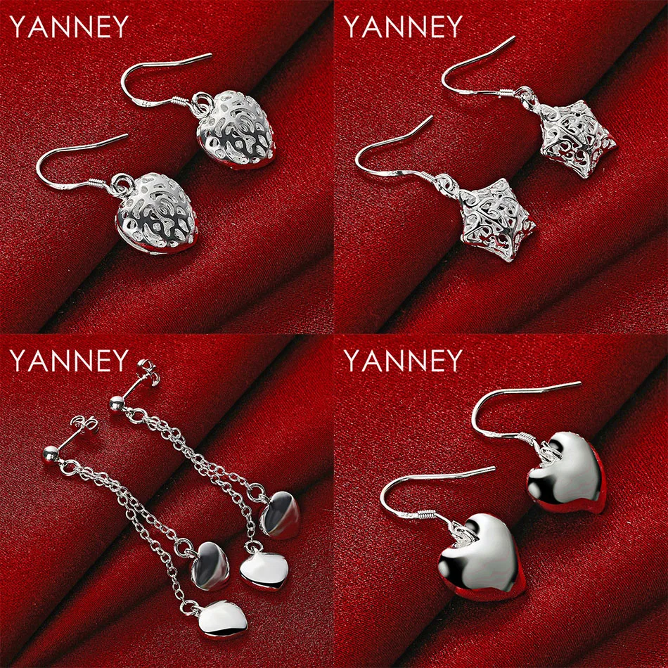 

New 925 Sterling Silver Beautiful Smooth Heart Shaped Star Earrings Women Wedding Party Gift Jewelry Accessories