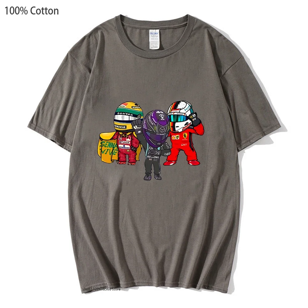 Cartoon F1 Car Print Thisrt Mini Driver Fans Lovers T-Shirts Long Sleeve Summer Men Women Tee 100% Cotton Tee-shirt High Street