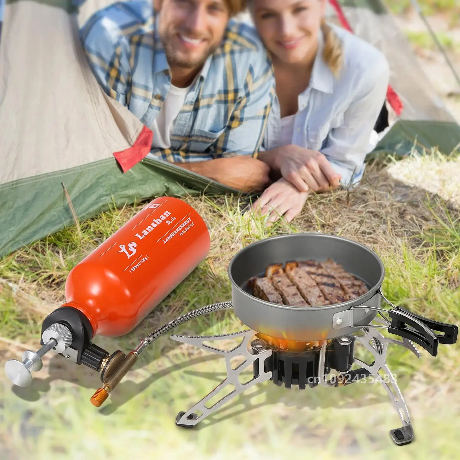 Outdoor Camping Stove Multi Fuel Oil Stove with 500ml Gasoline Fuel Bottle for Diesel Alcohol