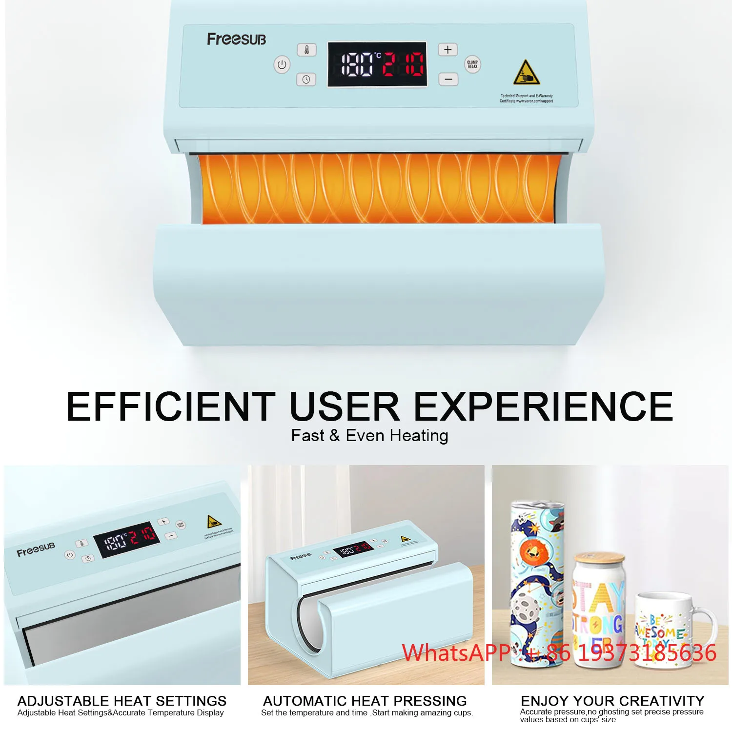 For Freesub F300S Automatic Pneumatic Mug Heat Press Machine 20oz & 30oz Tumbler Bottle Printing Grade New