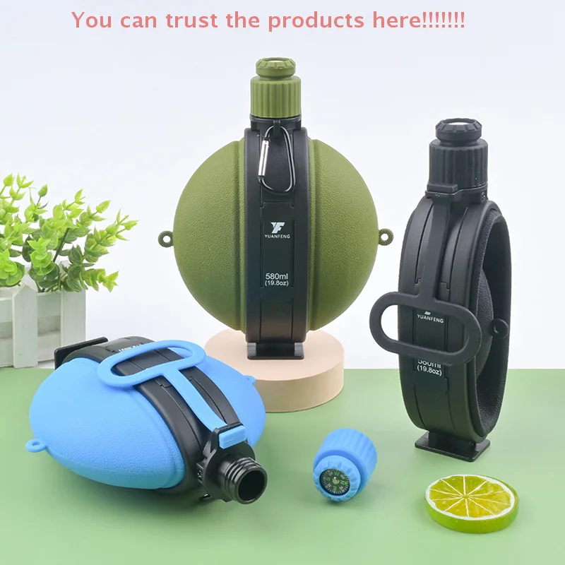 

1PCS Foldable Silicone Water Bottle With Compass - Retractable Portable Design For Camping Hiking Outdoor Adventures Leakproof