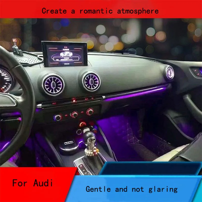 

64 Colors Air AC Vent Front Atmosphere LED Ambient Light Outlet Interior Decorative Auto For Audi A3 2014-2020/2008-2013 TT Q2L